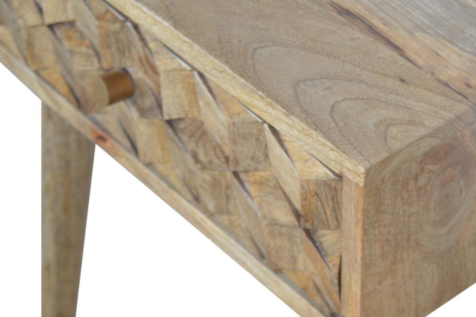 Artisan - Cube Carved Bedside in Oak-ish, 1 Drawer
