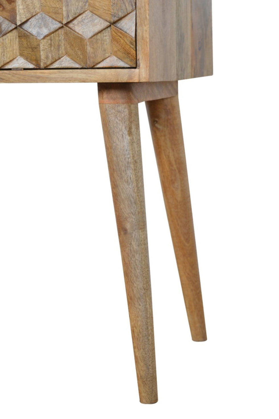 Artisan - Cube Carved Bedside in Oak-ish, 1 Drawer