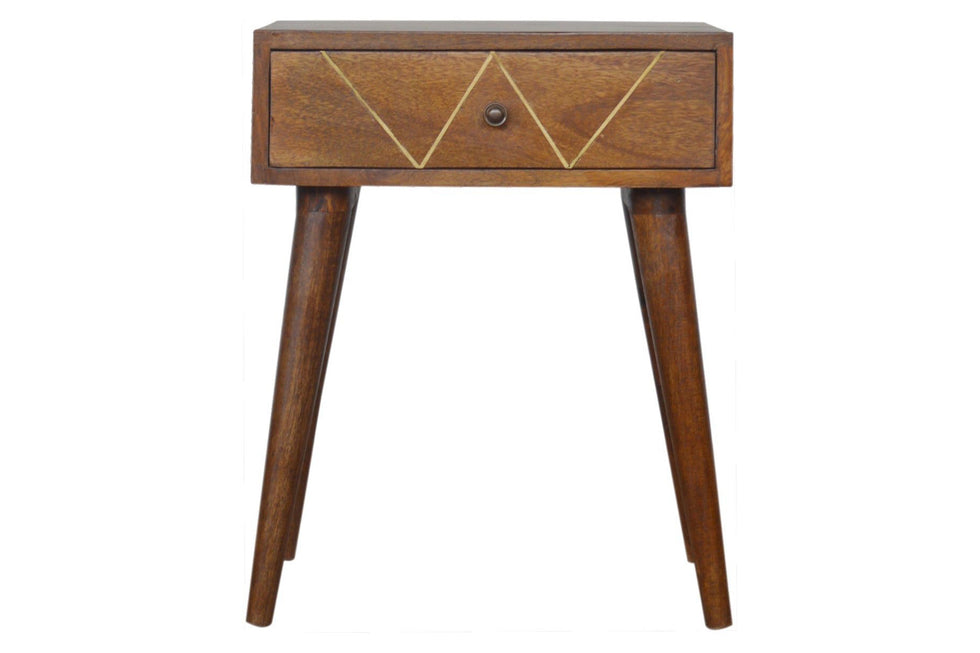 Artisan - Geometric Brass Inlay Bedside 1 Drawer
