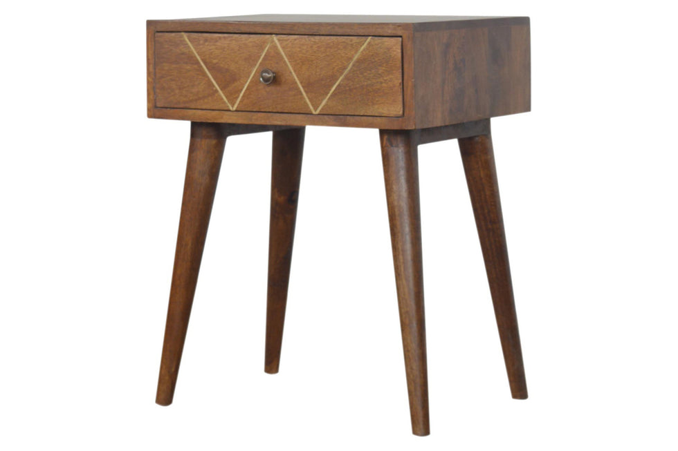 Artisan - Geometric Brass Inlay Bedside 1 Drawer