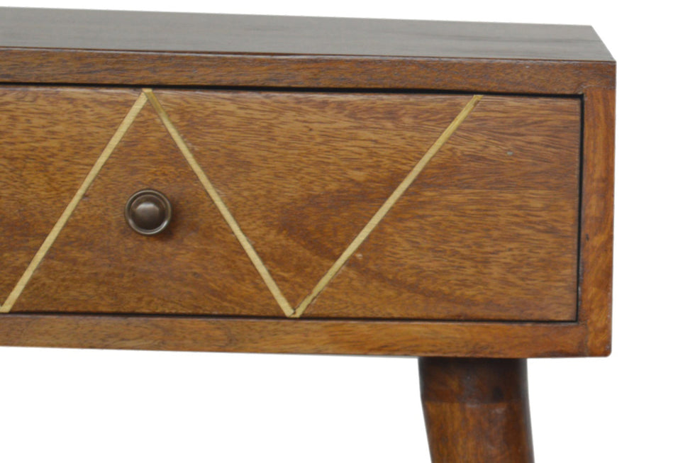 Artisan - Geometric Brass Inlay Bedside 1 Drawer