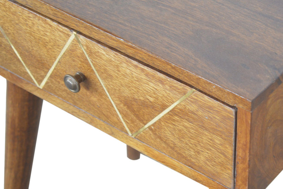 Artisan - Geometric Brass Inlay Bedside 1 Drawer