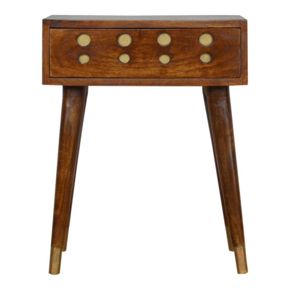 Artisan - Cut-Out Nightstand with 1 Drawers in Chestnut, Brass
