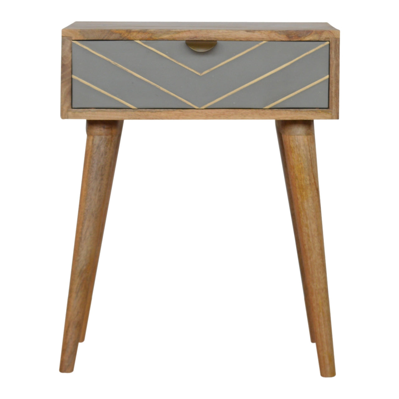 Artisan - Inlay Nightstand in Sleek Cement, Brass