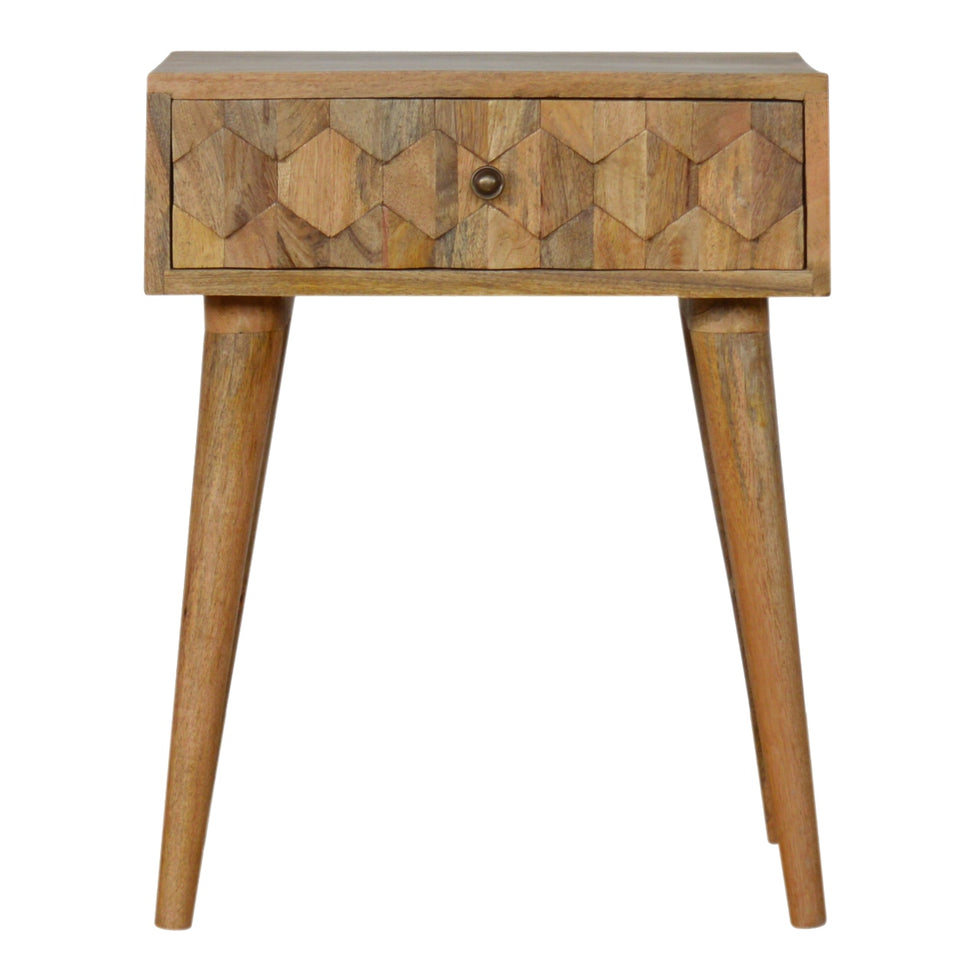 Artisan - Pineapple Carved Nightstand in Oak-Ish