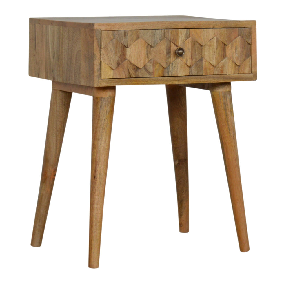 Artisan - Pineapple Carved Nightstand in Oak-Ish