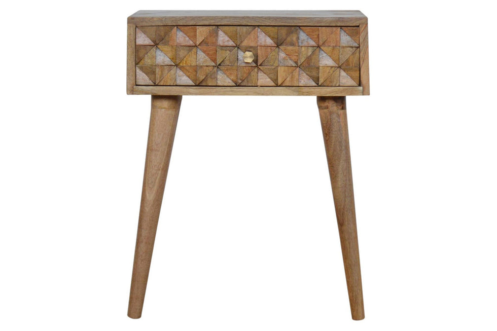 Artisan - Diamond Carved Bedside in Oak-ish, 1 Drawer
