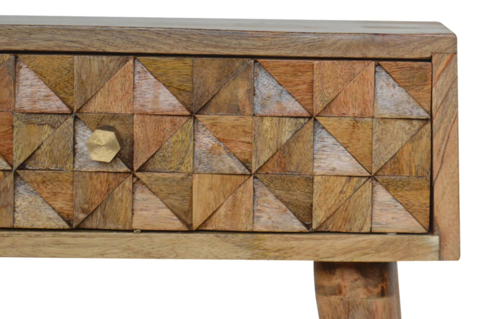Artisan - Diamond Carved Bedside in Oak-ish, 1 Drawer