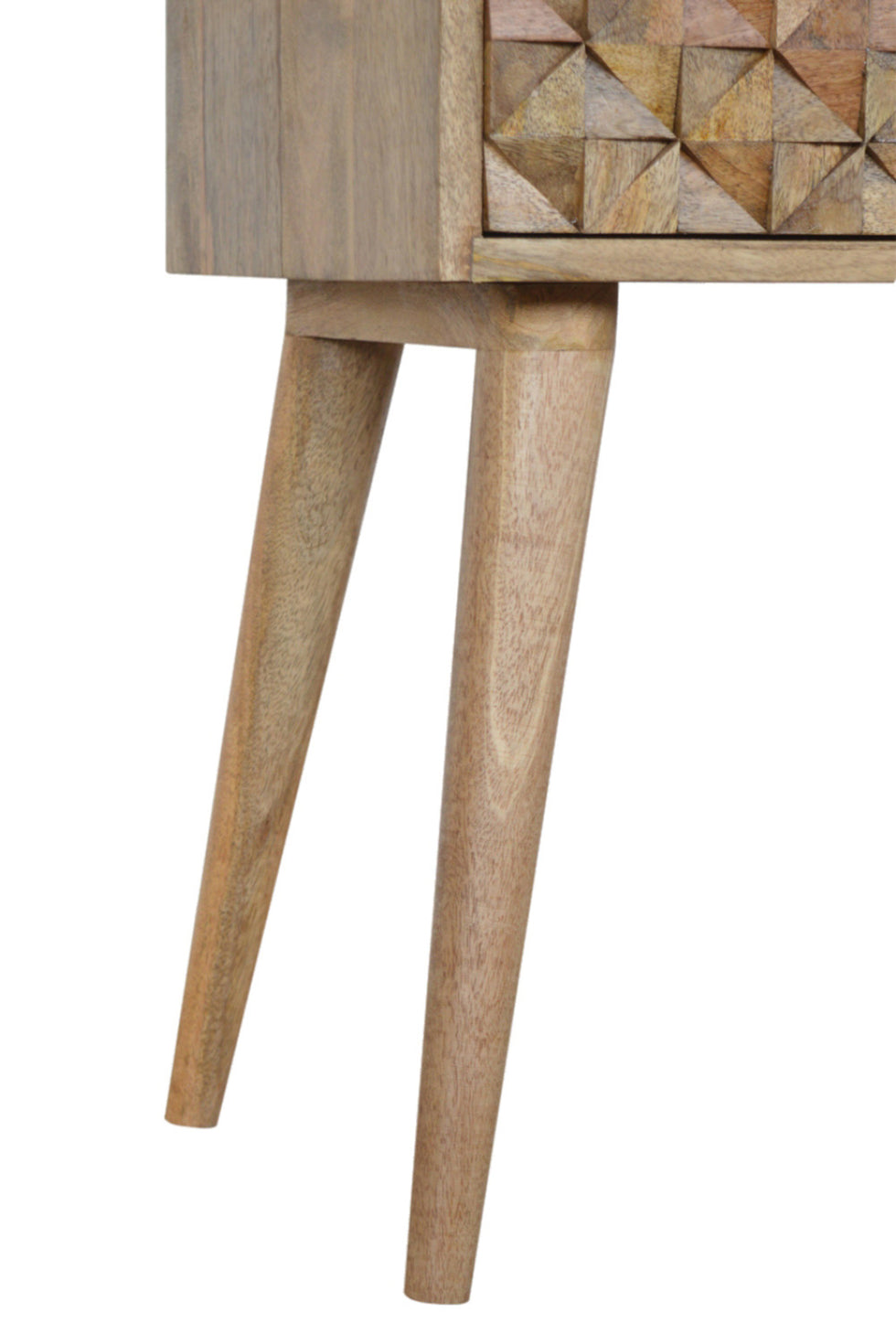 Artisan - Diamond Carved Bedside in Oak-ish, 1 Drawer