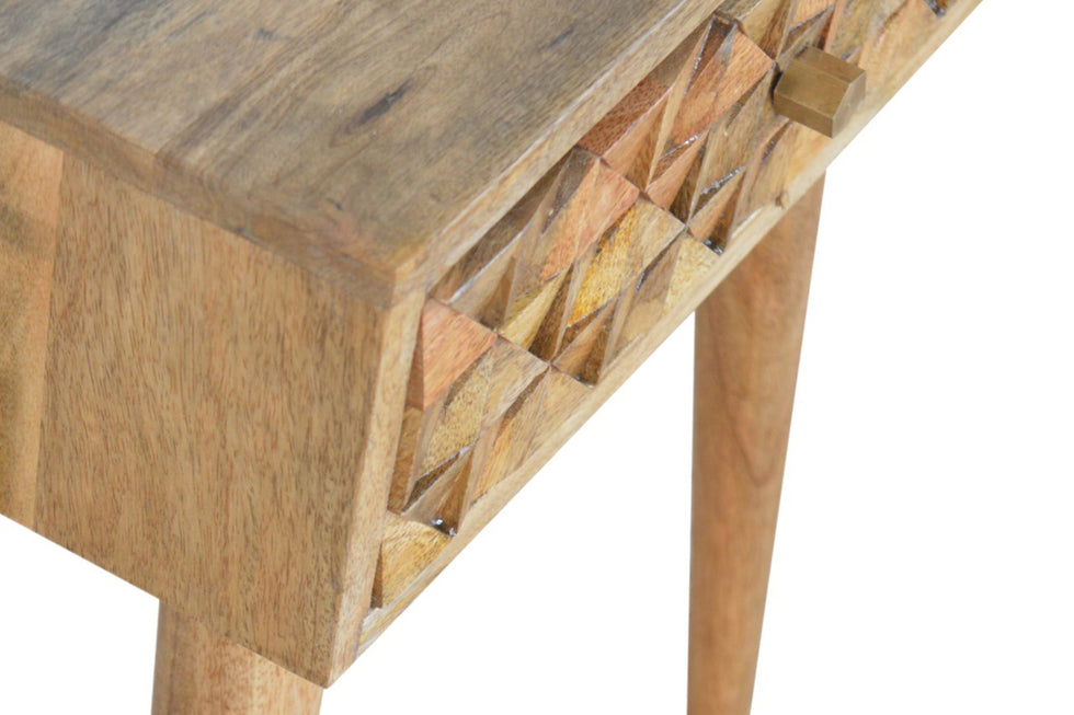 Artisan - Diamond Carved Bedside in Oak-ish, 1 Drawer