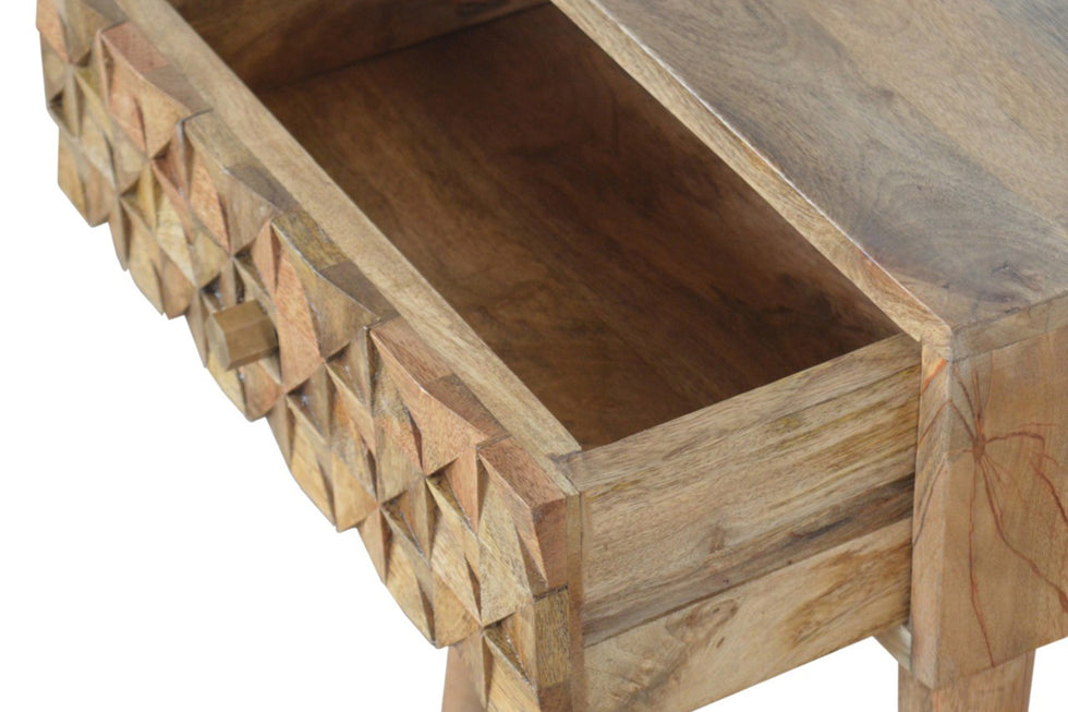 Artisan - Diamond Carved Bedside in Oak-ish, 1 Drawer