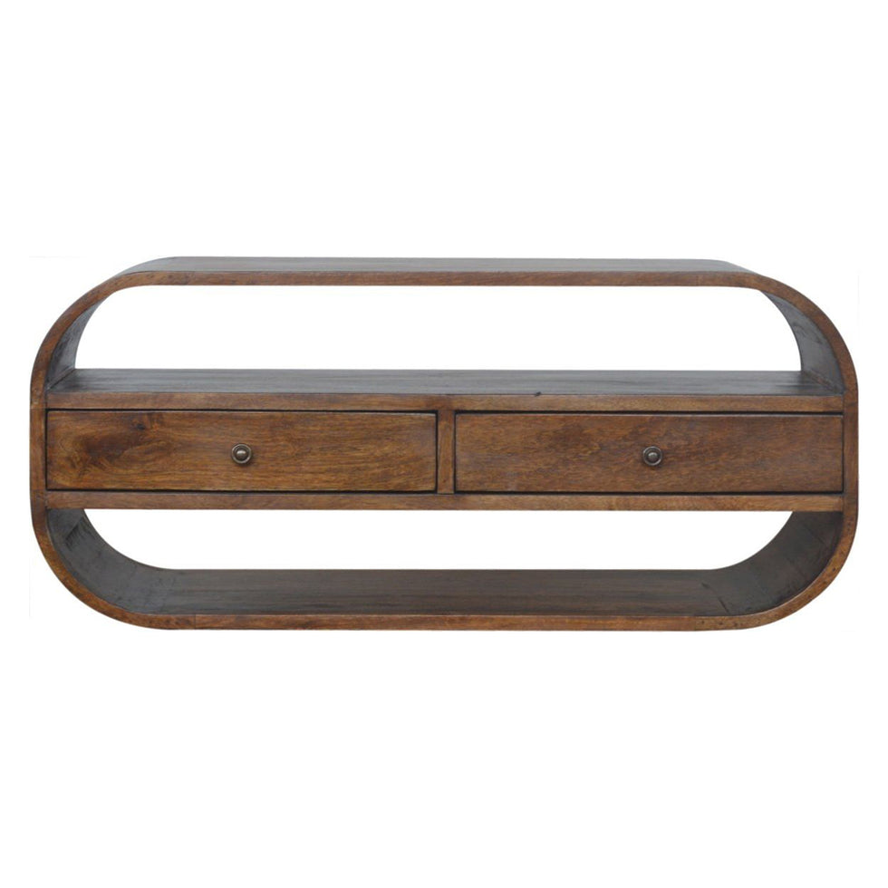 Artisan - Chestnut Curved Edge Media Unit With 2 Drawers