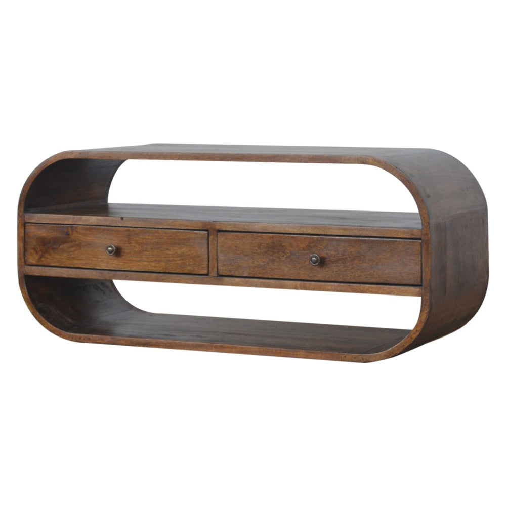 Artisan - Chestnut Curved Edge Media Unit With 2 Drawers