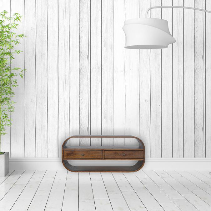 Artisan - Chestnut Curved Edge Media Unit With 2 Drawers