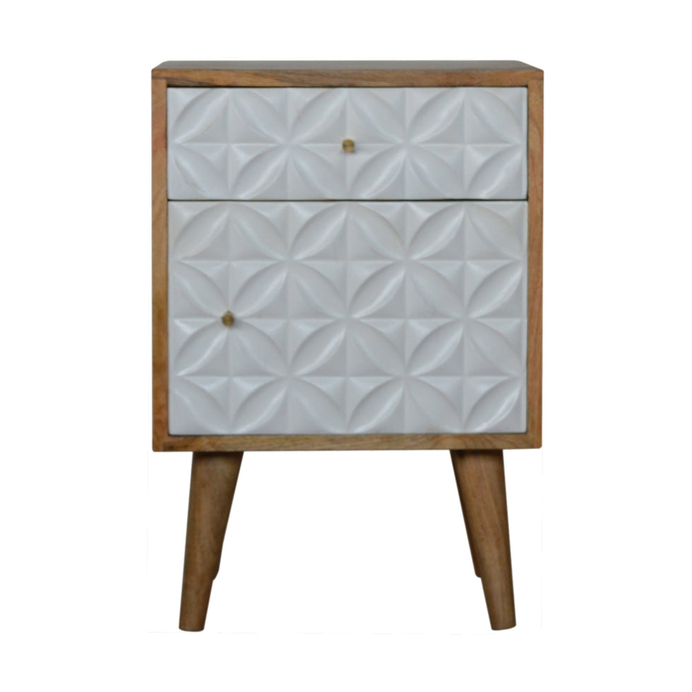 Artisan - Daisy Carved Nightstand with 1 Door in Oak-Ish