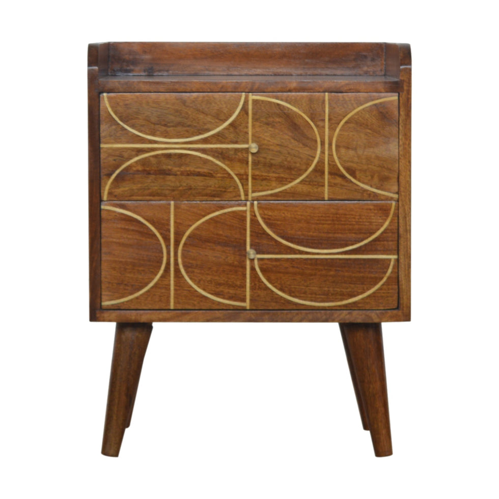 Artisan - Inlay Abstract Nightstand in Chestnut