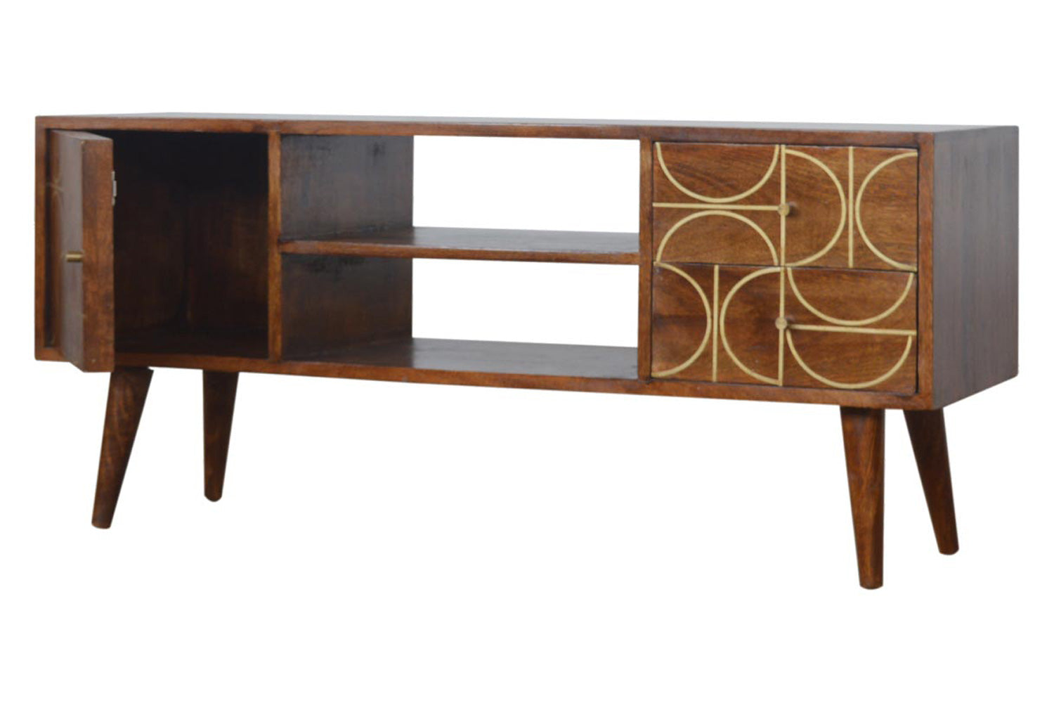 Artisan - Gold Inlay Abstract Media Unit in Chestnut