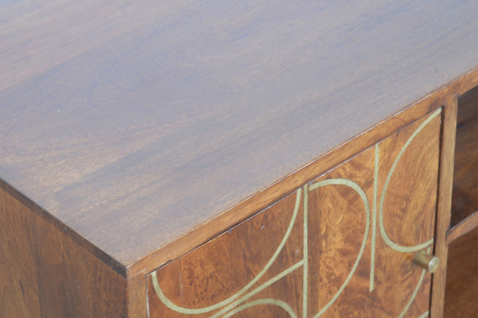 Artisan - Gold Inlay Abstract Media Unit in Chestnut