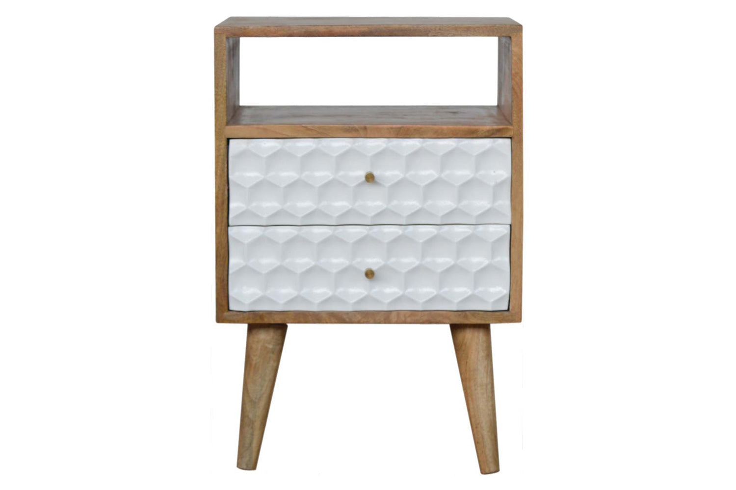 Artisan - Honeycomb Carved Open Slot Bedside