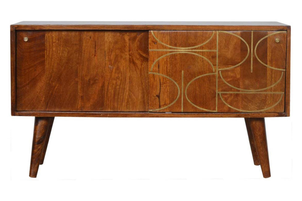 Artisan - Gold Inlay Abstract Sideboard in Chestnut