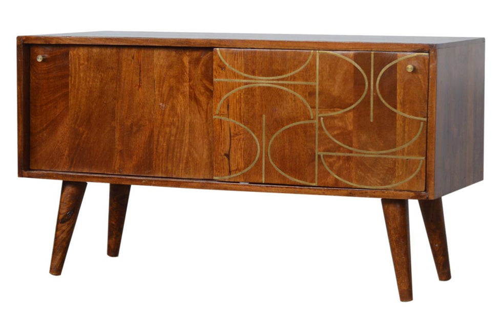 Artisan - Gold Inlay Abstract Sideboard in Chestnut