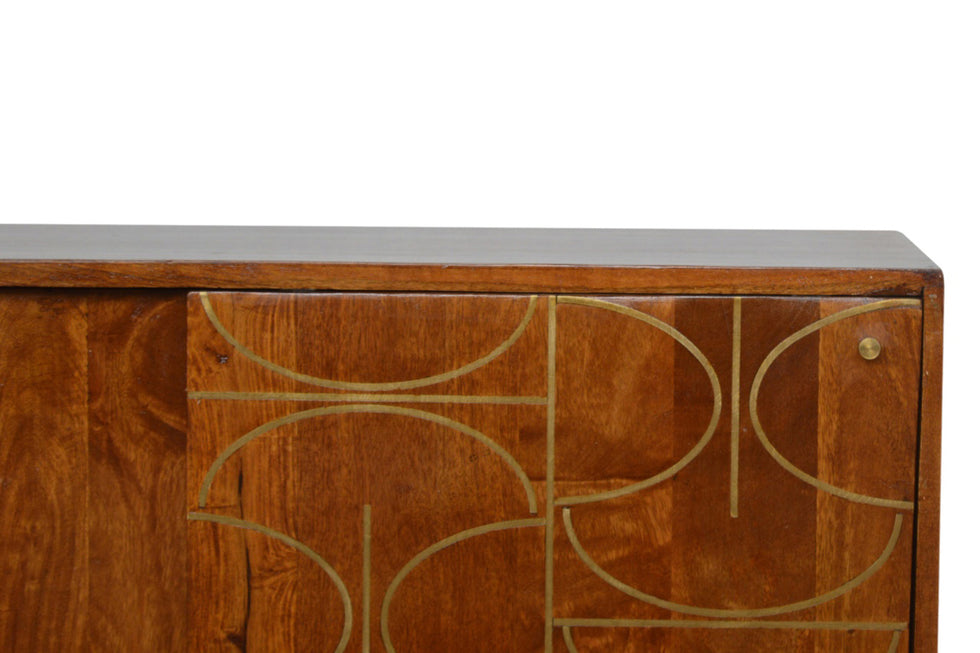 Artisan - Gold Inlay Abstract Sideboard in Chestnut
