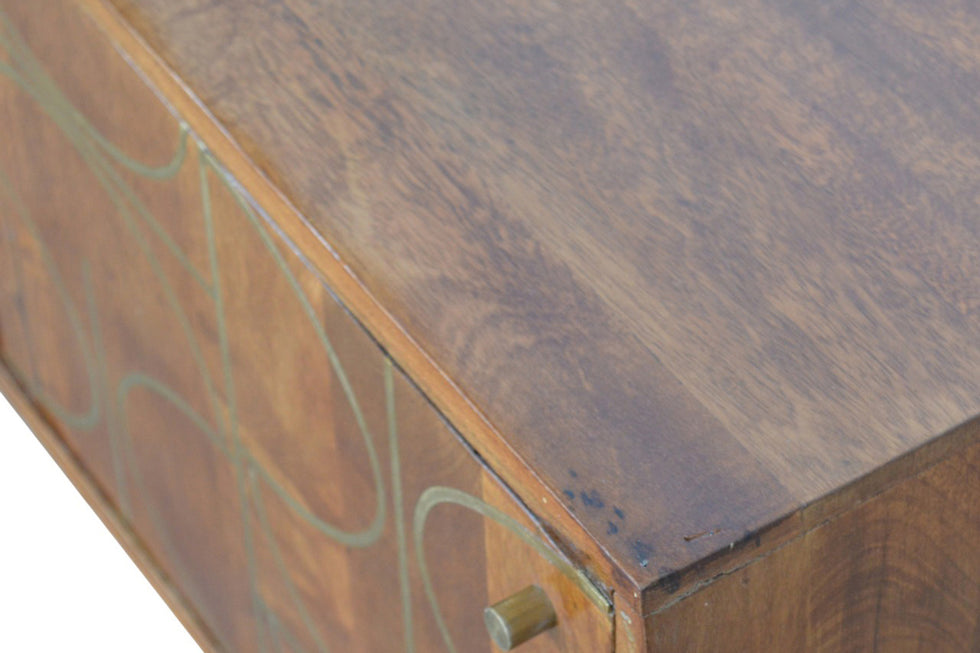Artisan - Gold Inlay Abstract Sideboard in Chestnut