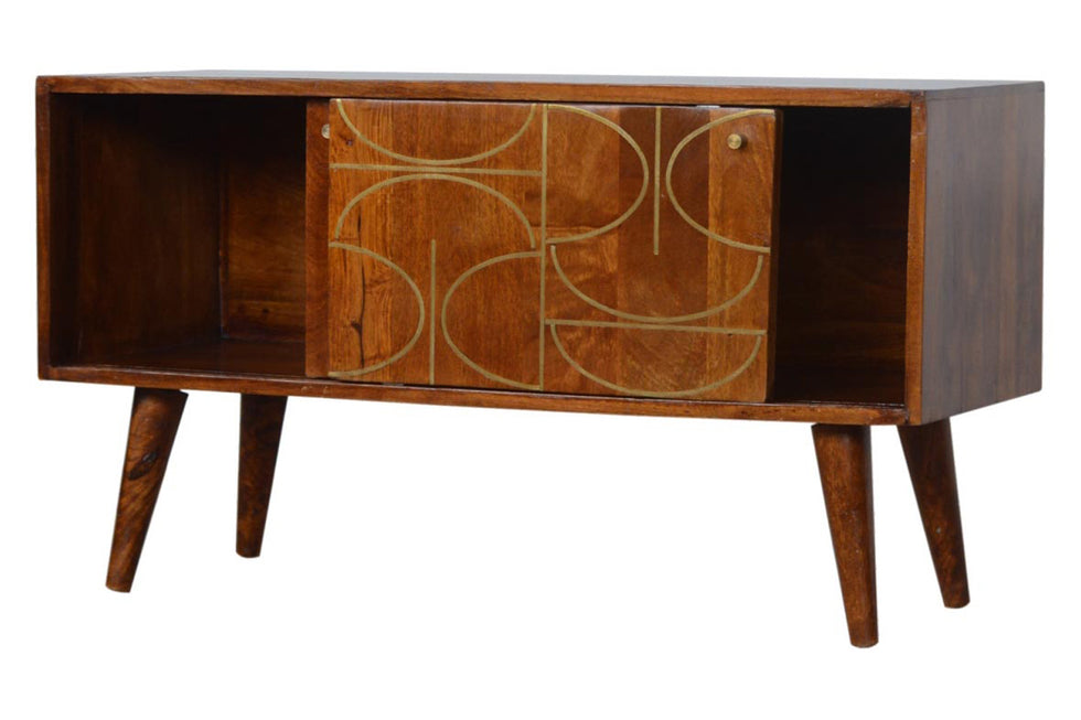 Artisan - Gold Inlay Abstract Sideboard in Chestnut