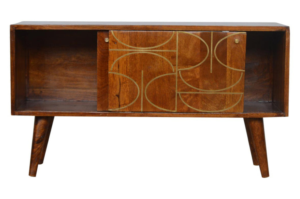 Artisan - Gold Inlay Abstract Sideboard in Chestnut