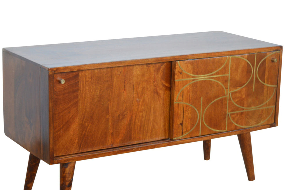 Artisan - Gold Inlay Abstract Sideboard in Chestnut