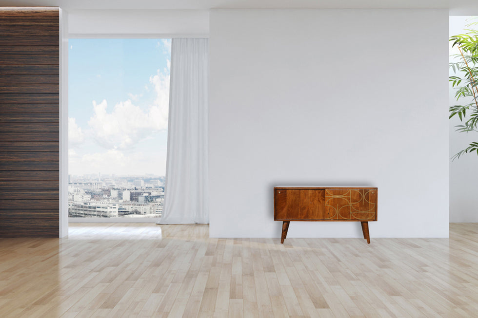 Artisan - Gold Inlay Abstract Sideboard in Chestnut