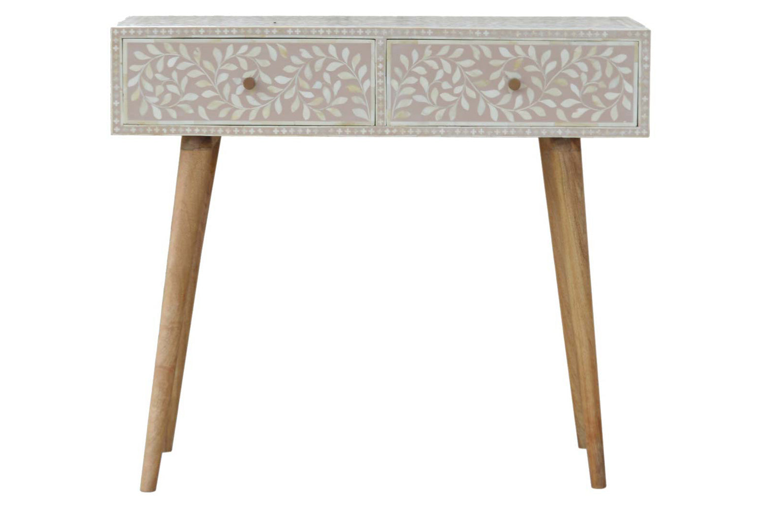 Artisan - Light Taupe Floral Bone Inlay Console Table