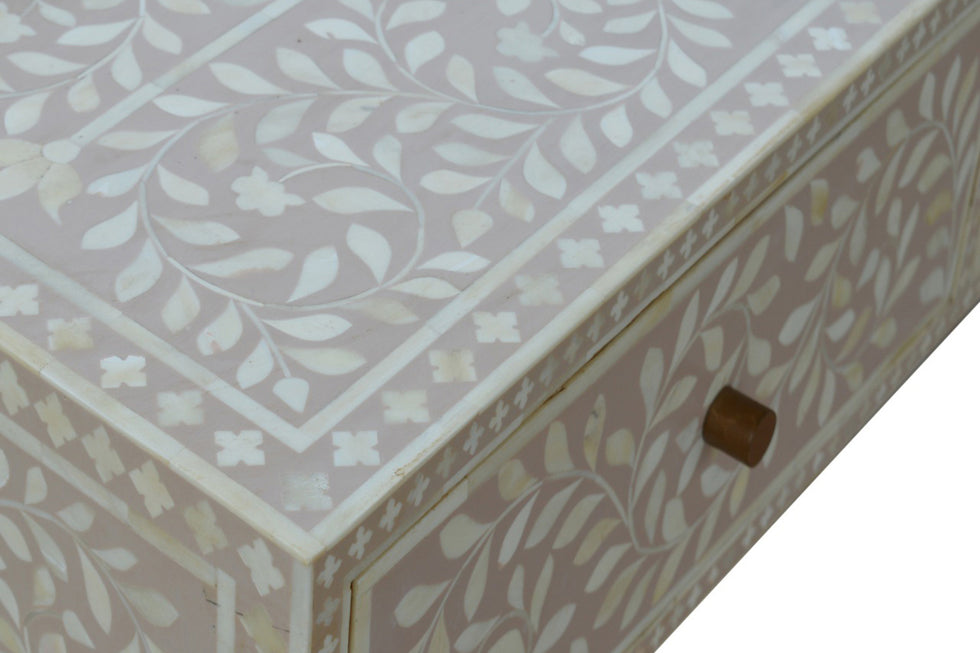 Artisan - Light Taupe Floral Bone Inlay Console Table