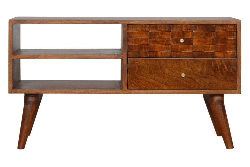 Artisan - Tile Carved TV Unit in Chestnut
