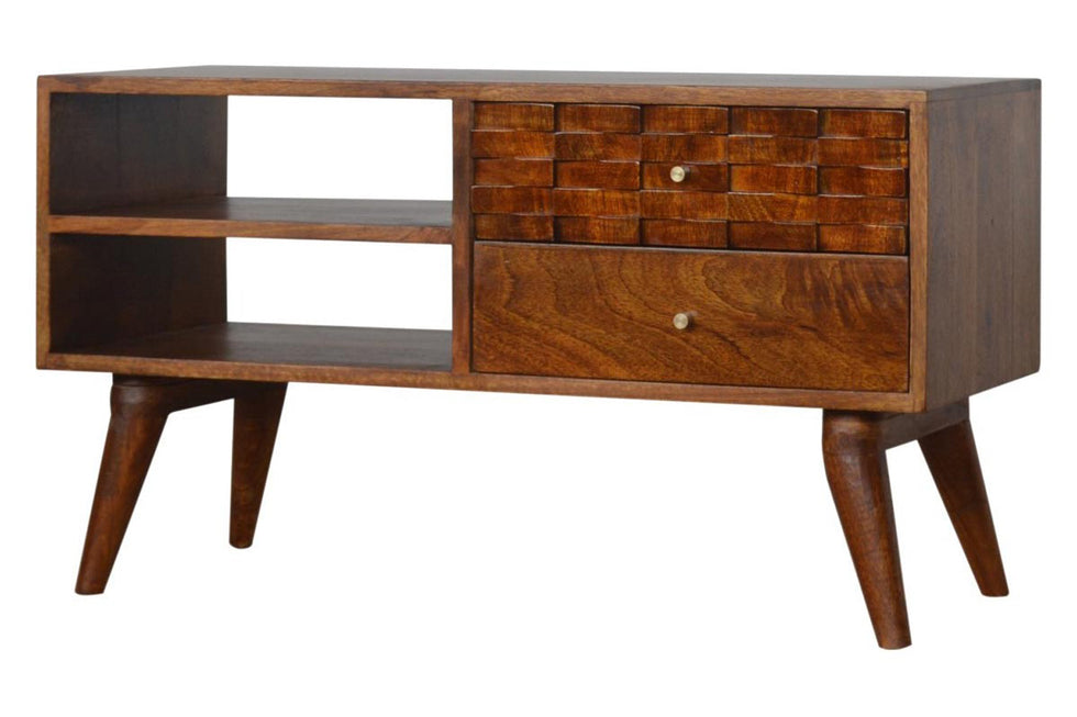 Artisan - Tile Carved TV Unit in Chestnut