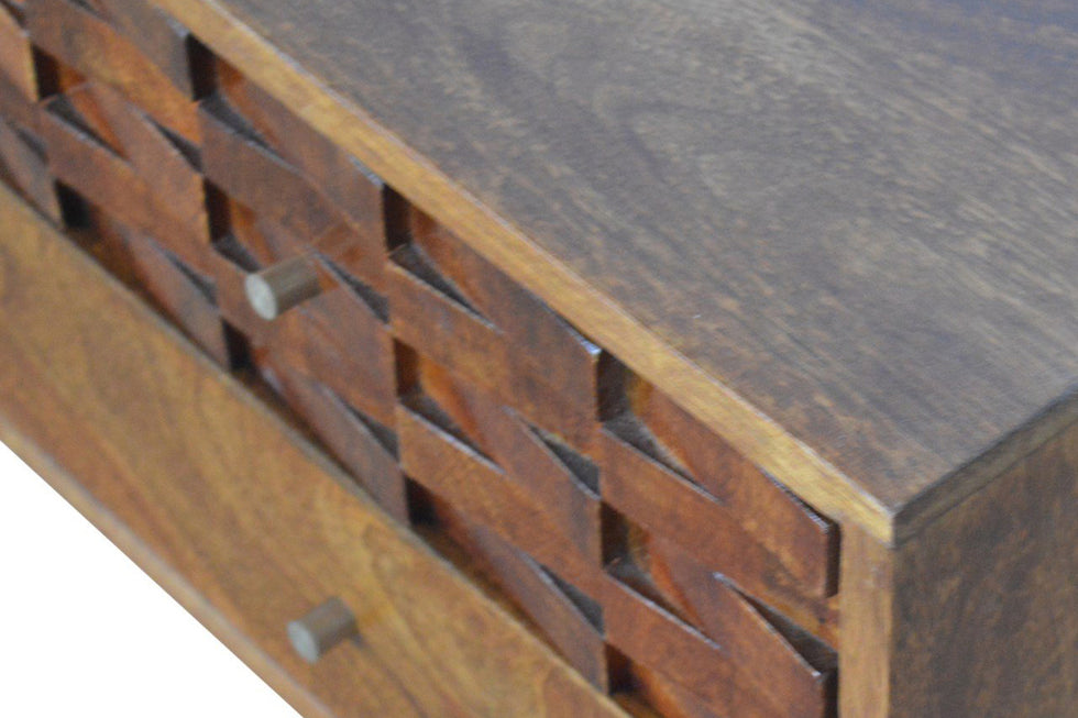 Artisan - Tile Carved TV Unit in Chestnut