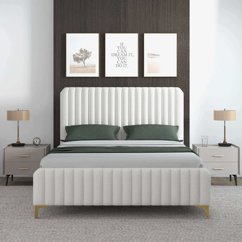 Ashcroft - Valery Boucle Platform Bed