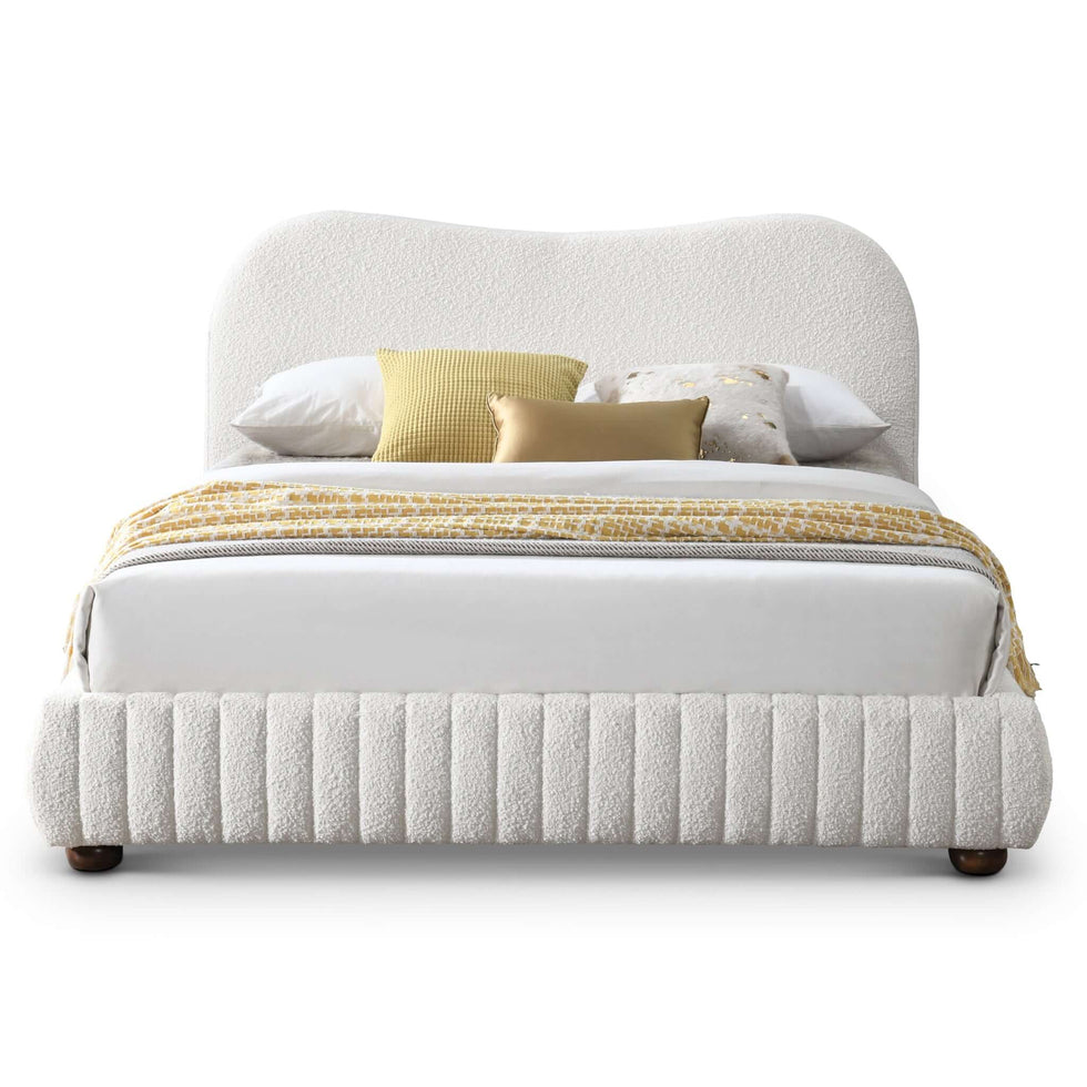 Ashcroft - Norme Boucle Upholstered Queen Size Platform Bed In Cream