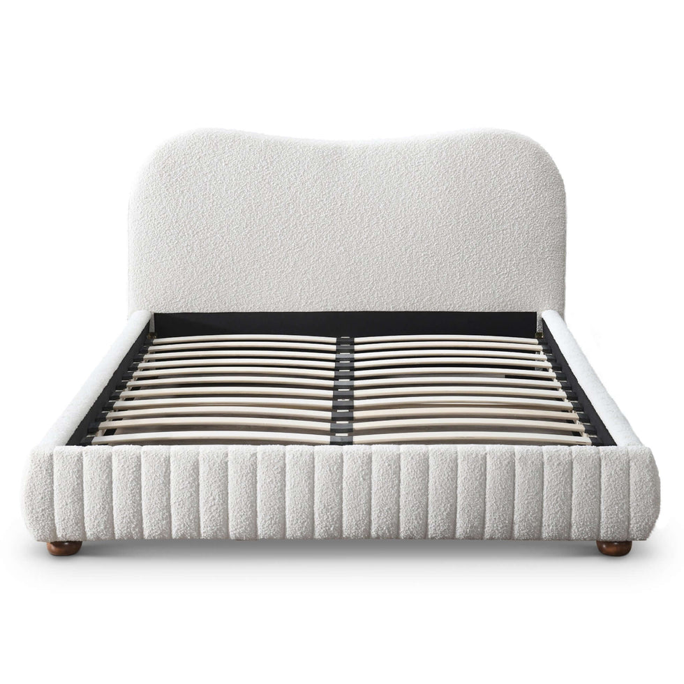 Ashcroft - Norme Boucle Upholstered Queen Size Platform Bed In Cream