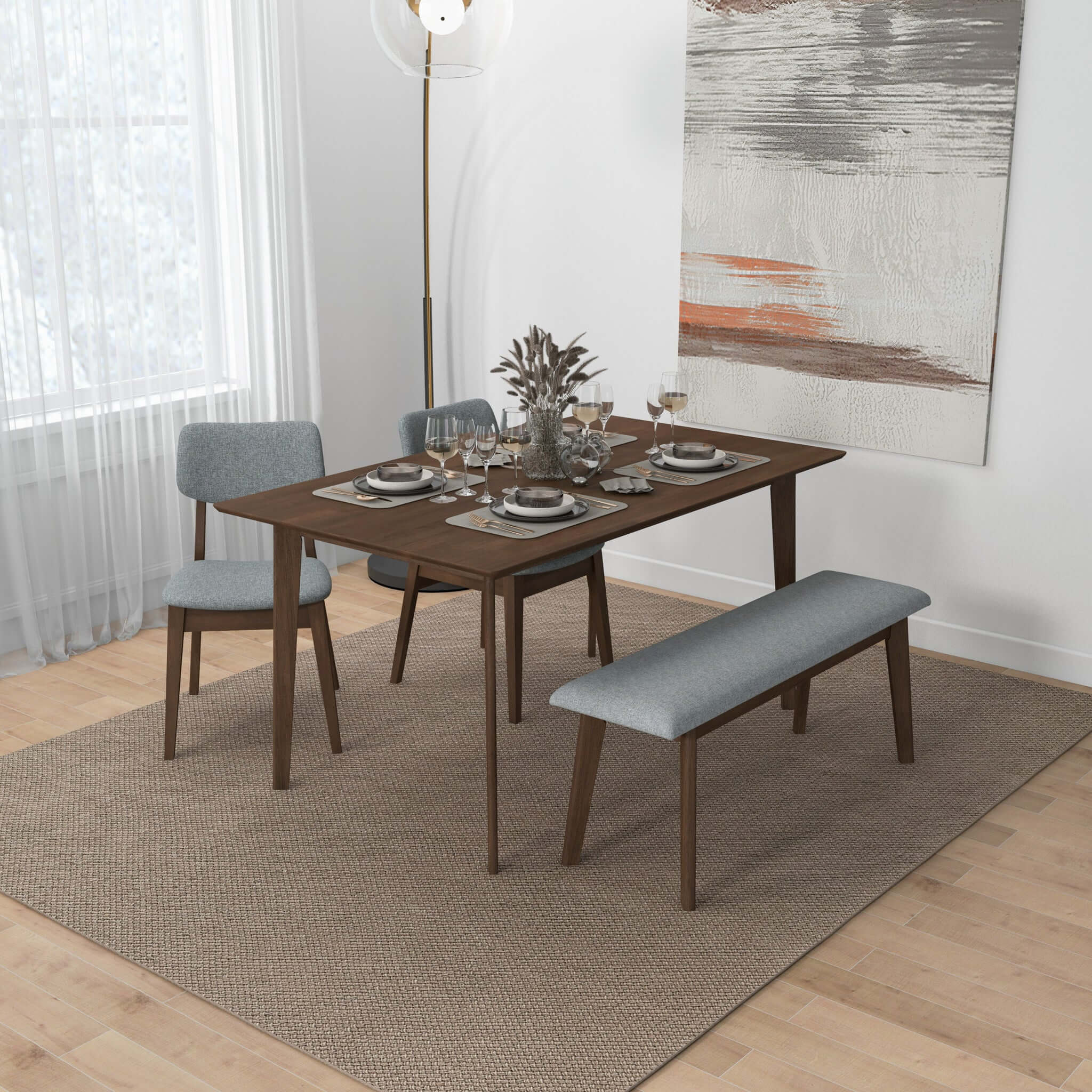 Ashcroft - Carlos Fabric Upholstered Solid Wood Bench