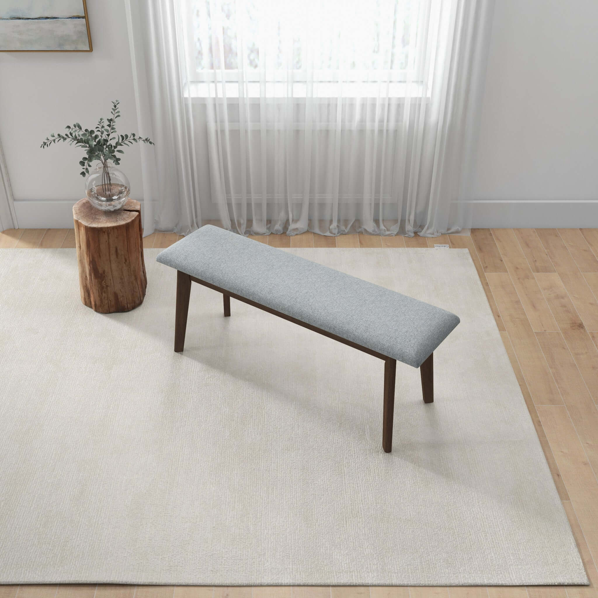 Ashcroft - Carlos Fabric Upholstered Solid Wood Bench