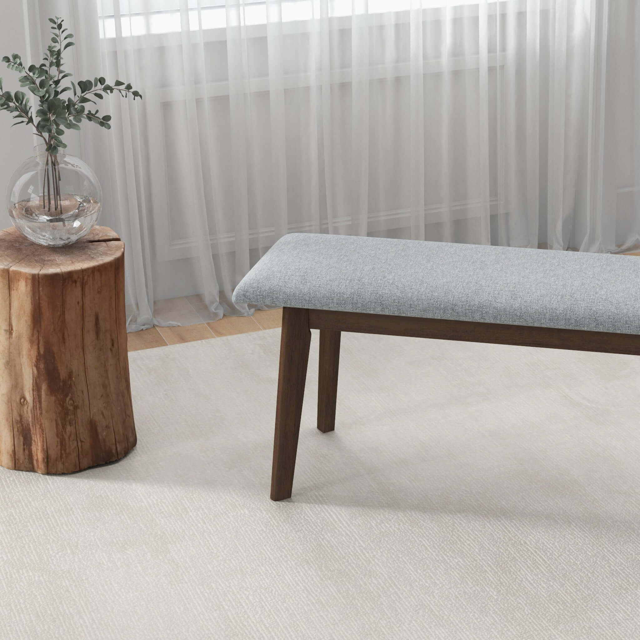 Ashcroft - Carlos Fabric Upholstered Solid Wood Bench