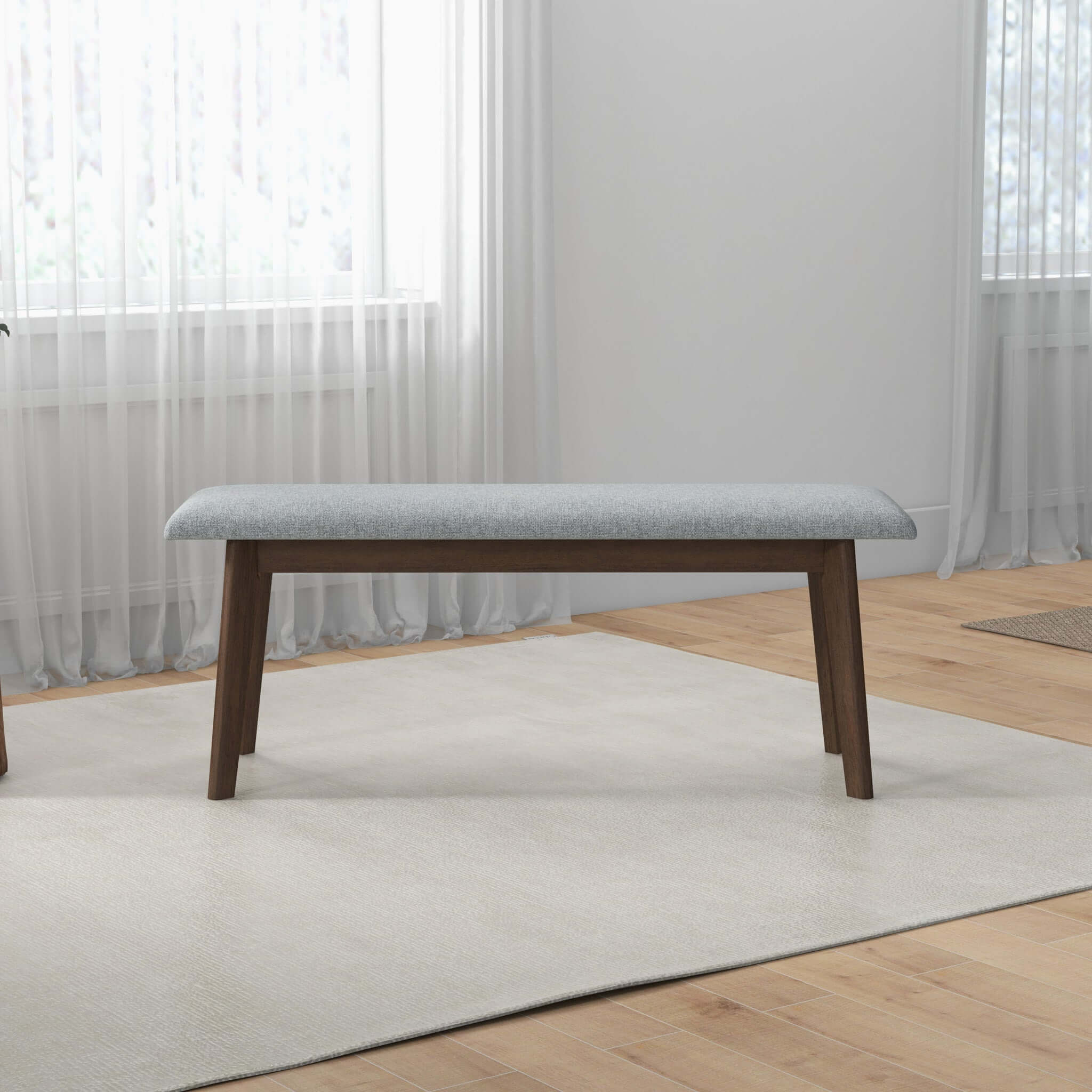 Ashcroft - Carlos Fabric Upholstered Solid Wood Bench