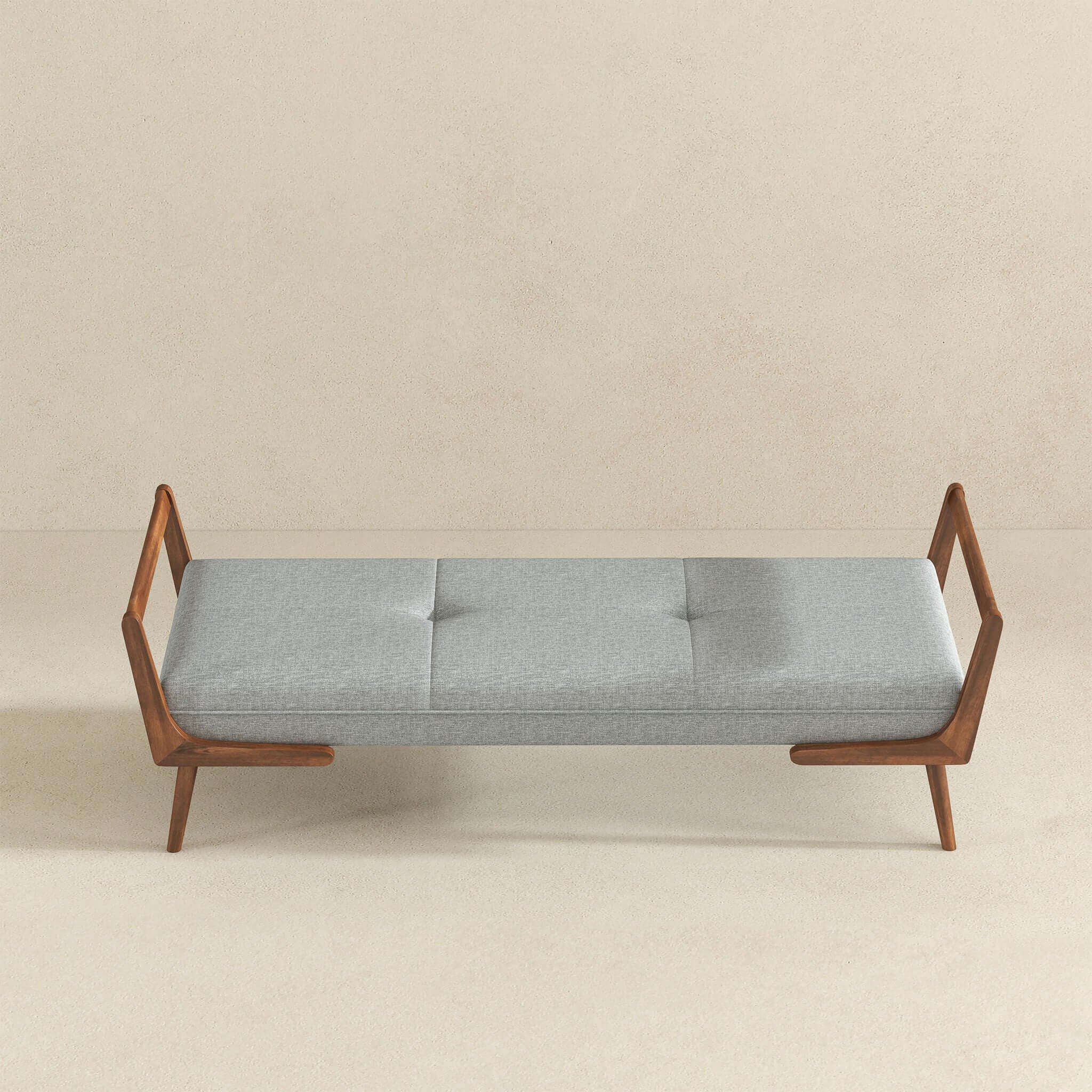 Ashcroft - Cora Mid-Century Modern Fabric Bench in Gray