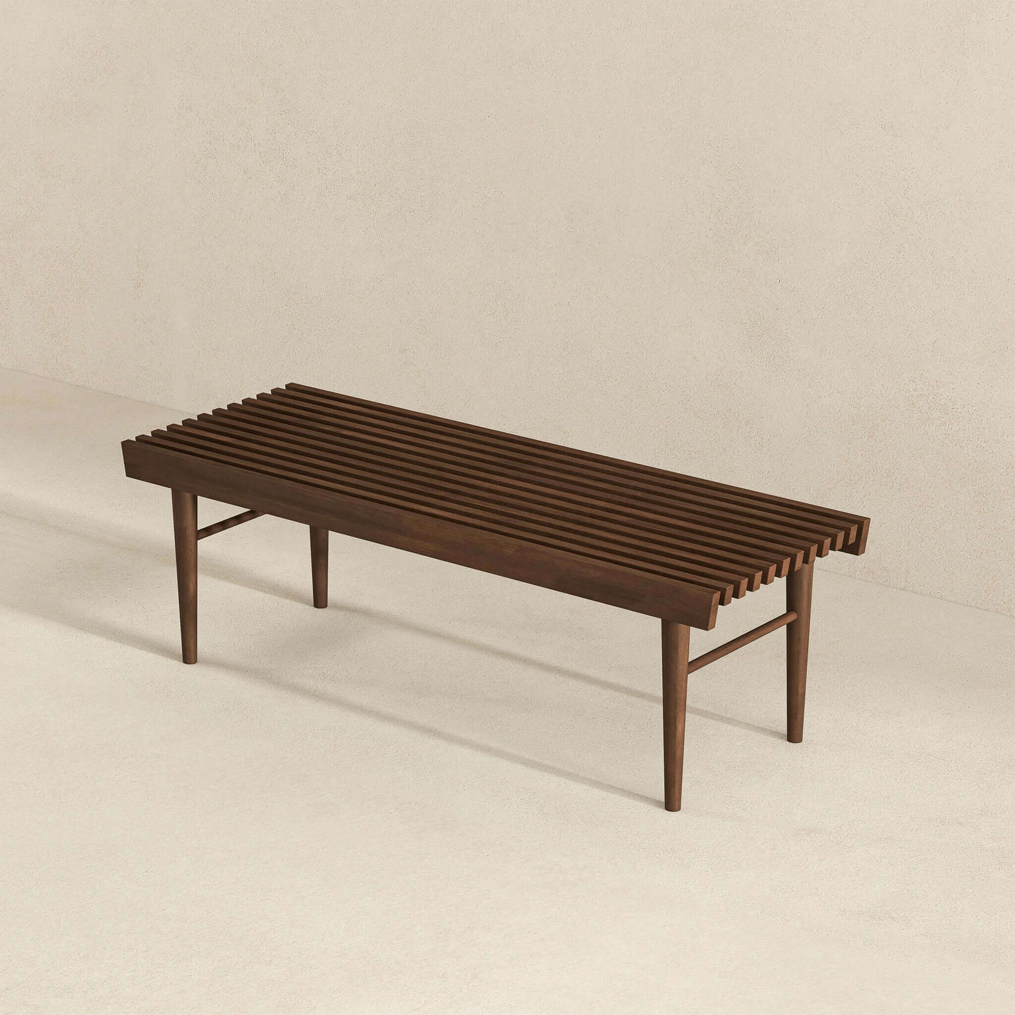 Ashcroft - Mia Mid-Century Modern Solid Wood Bench in Brown