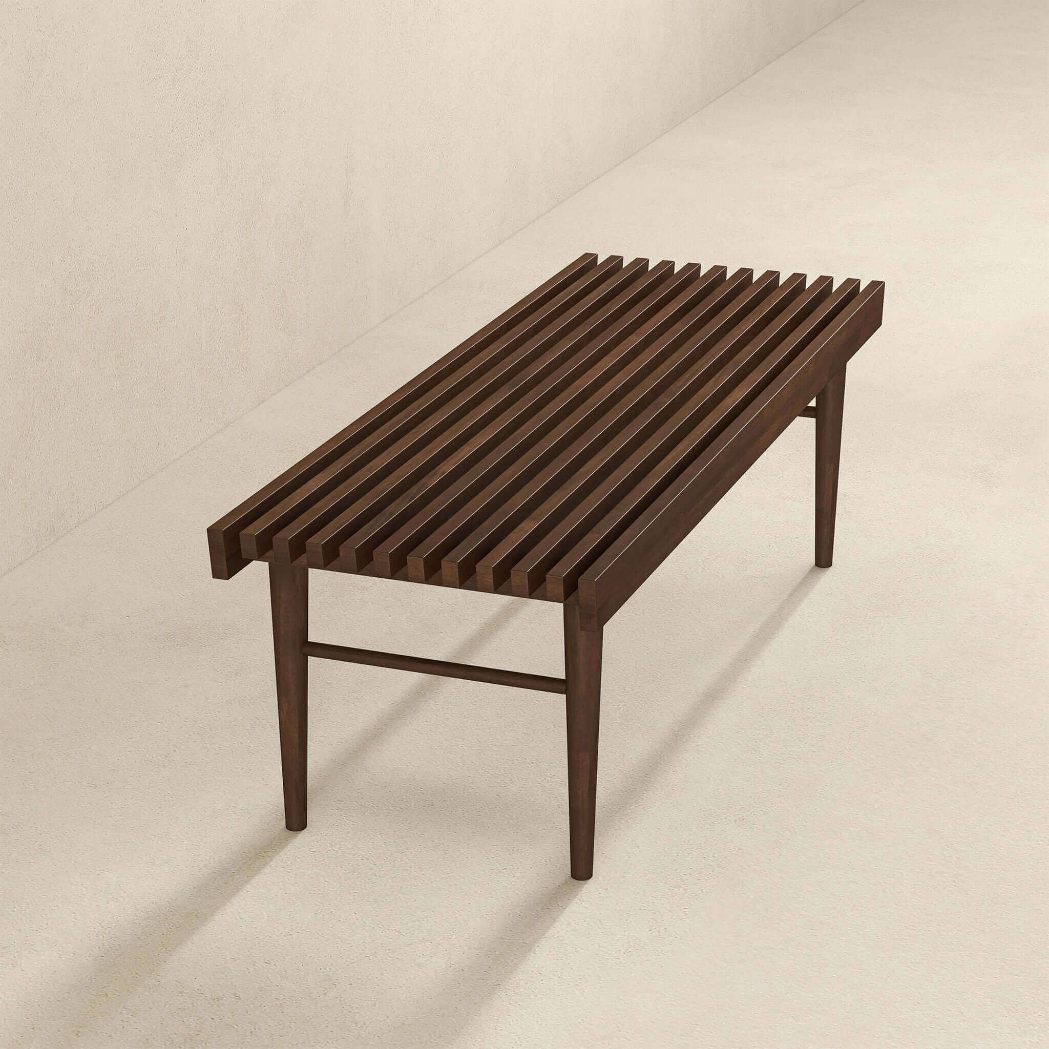 Ashcroft - Mia Mid-Century Modern Solid Wood Bench in Brown