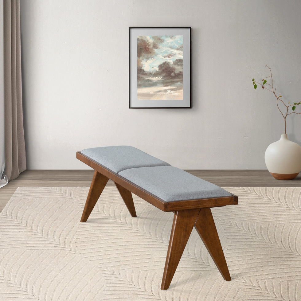 Ashcroft Keira Bench – Gray Fabric