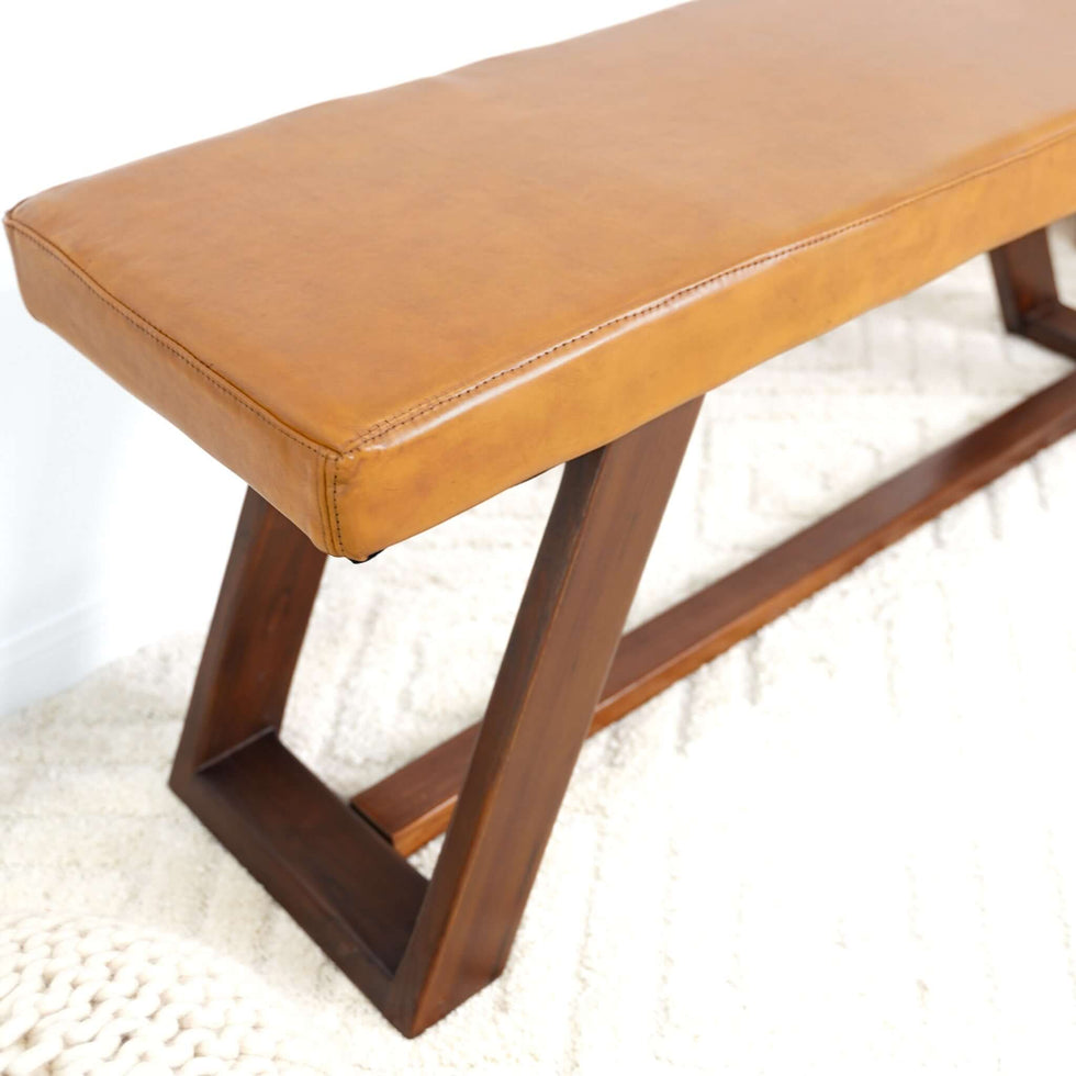 Ashcroft - Marley Genuine Leather Bench in Tan