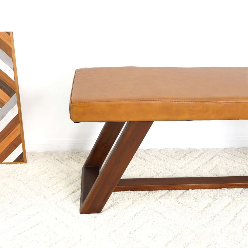 Ashcroft - Marley Genuine Leather Bench in Tan