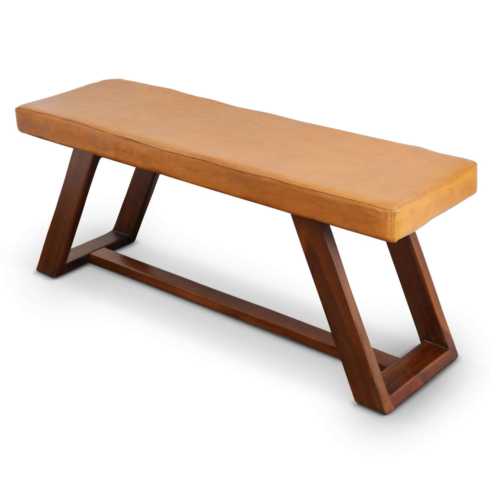 Ashcroft - Marley Genuine Leather Bench in Tan